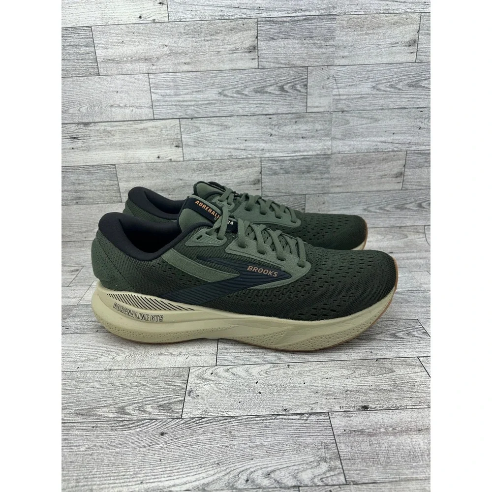 Brooks Adrenaline GTS 24 Men Sz 11D Running Shoes Olive Green 1104371D302